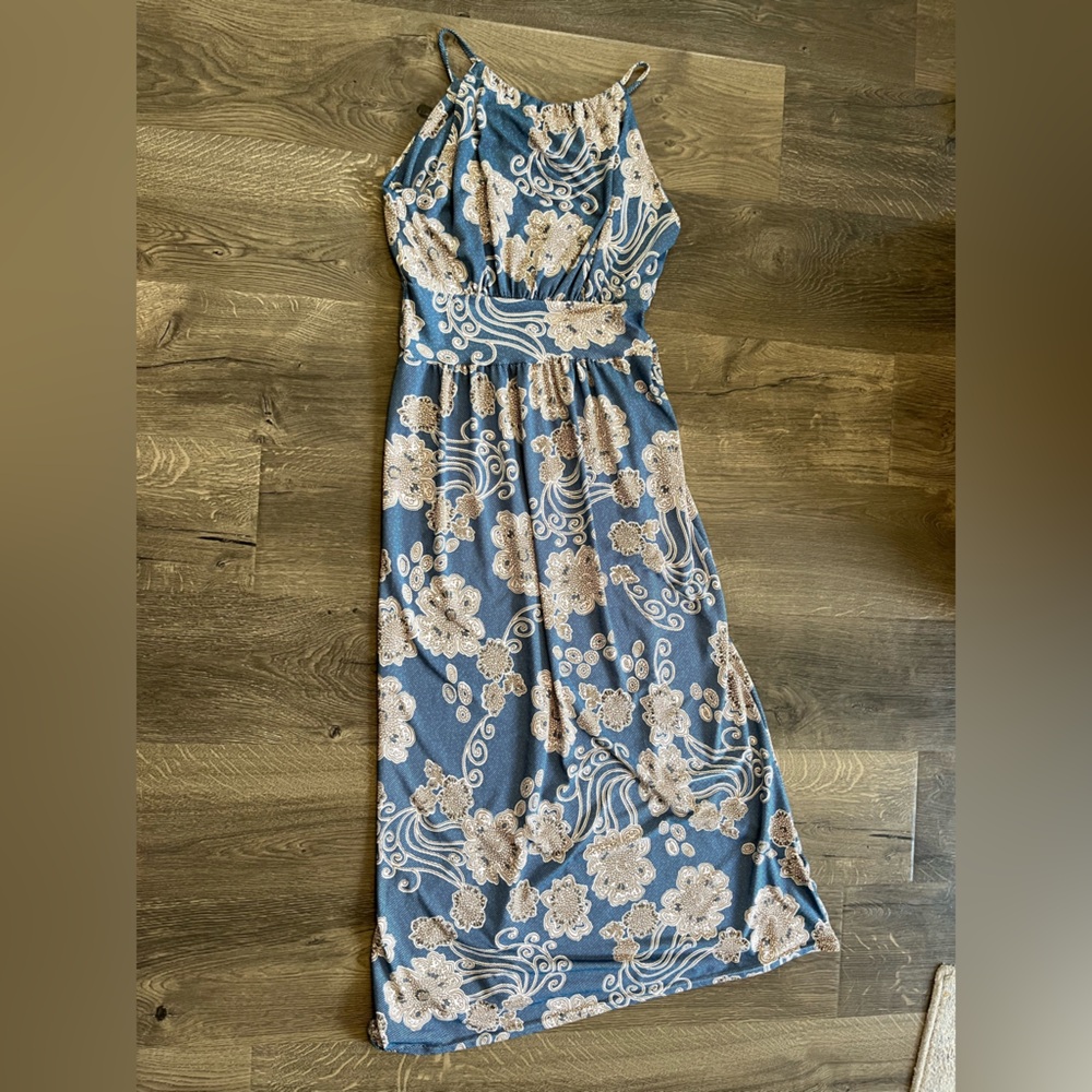 Jon & Anna Blue and Tan Flower Dress